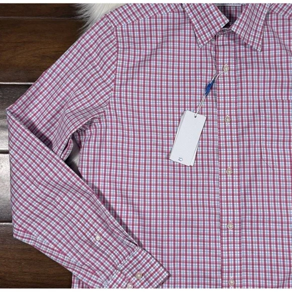 Southern Tide Men's Size Small Charleston Board Creek Pink Plaid Sport Shirt